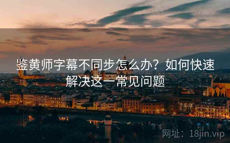 鉴黄师字幕不同步怎么办？如何快速解决这一常见问题
