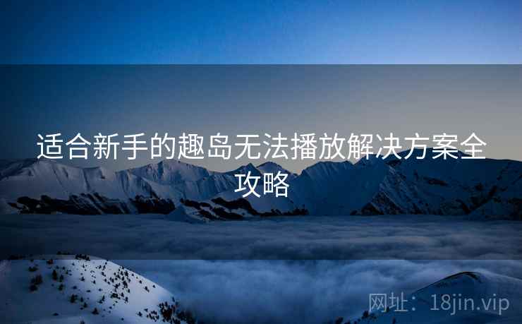适合新手的趣岛无法播放解决方案全攻略