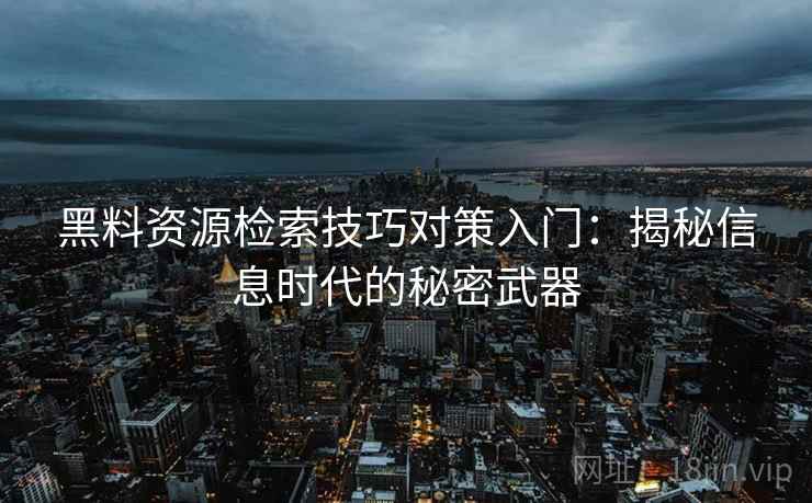 黑料资源检索技巧对策入门：揭秘信息时代的秘密武器