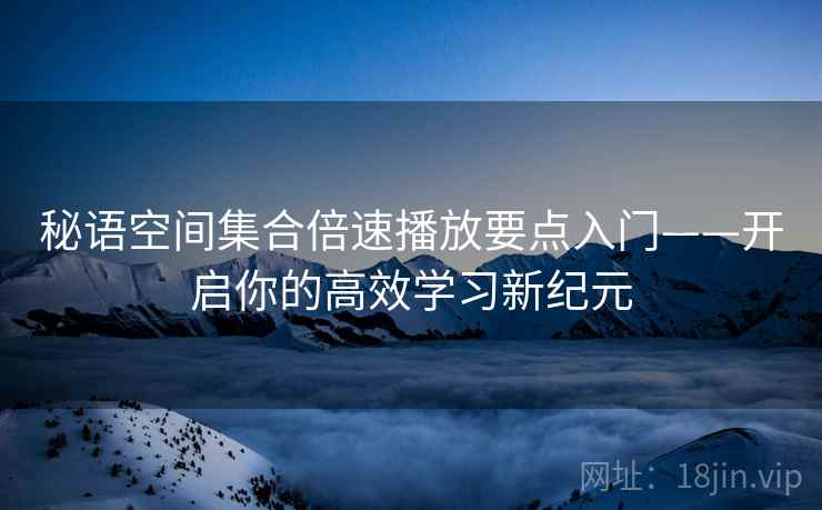 秘语空间集合倍速播放要点入门——开启你的高效学习新纪元
