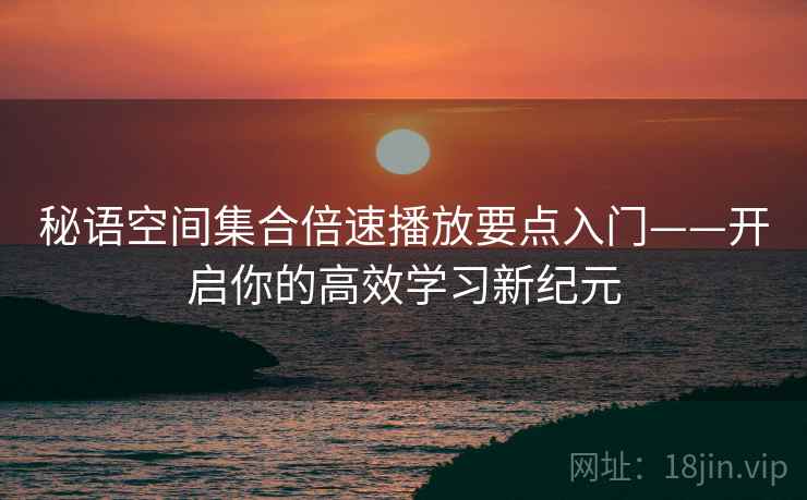 秘语空间集合倍速播放要点入门——开启你的高效学习新纪元